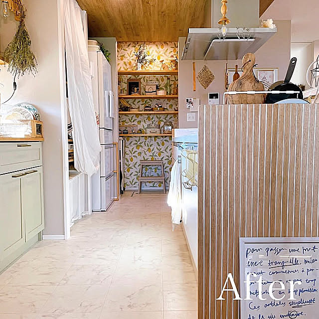 Kitchen,ビフォーアフター,カフェ風,DIY,ナチュラル,海外インテリア,キッチン lalaoinkの部屋