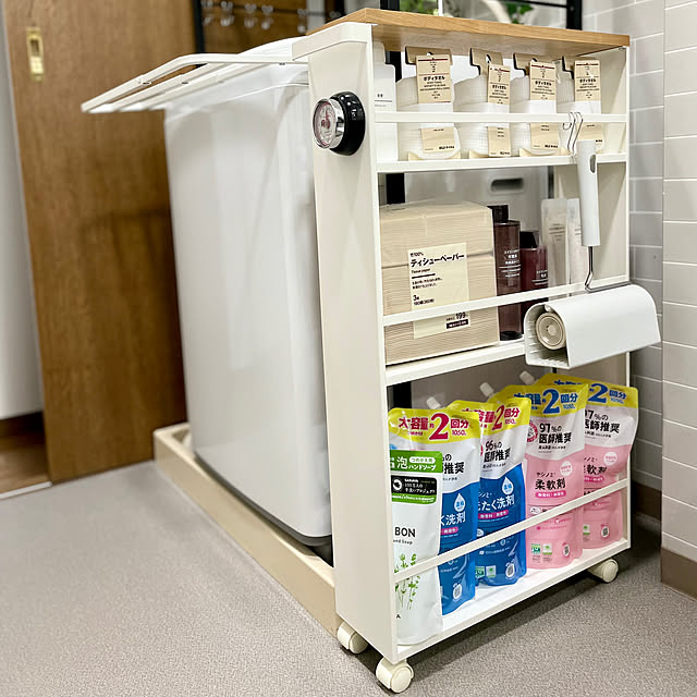 もしも洗面所で使うなら,洗面所 収納,ストック収納,シュミレーション,towerシリーズ,ハンドル付きスリムワゴン,山崎実業,RoomClipショッピング,2人暮らし,まとめて投稿,Bathroom yasuyo66の部屋