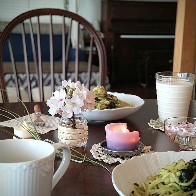 Lounge,おうち花見,拾ってきた,さくら,桜,おうちカフェ,ランチ,手作りキャンドル yumiの部屋