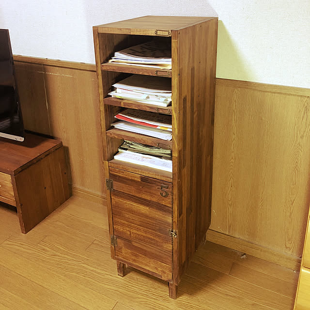 My Shelf,ワトコオイル ダークウォルナット,ネームプレート,集成材で棚DIY,書類収納,DIY,セリア,100均 matchanの部屋