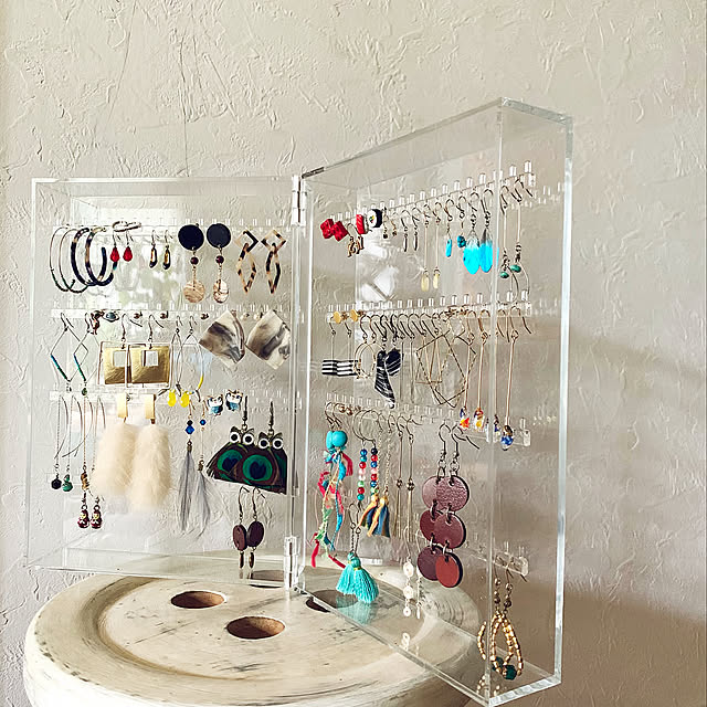 ピアス,シンプル,クリアケース,ハンドメイドアクセサリー,収納,無印良品,ブルー,ピアス収納 kfの部屋
