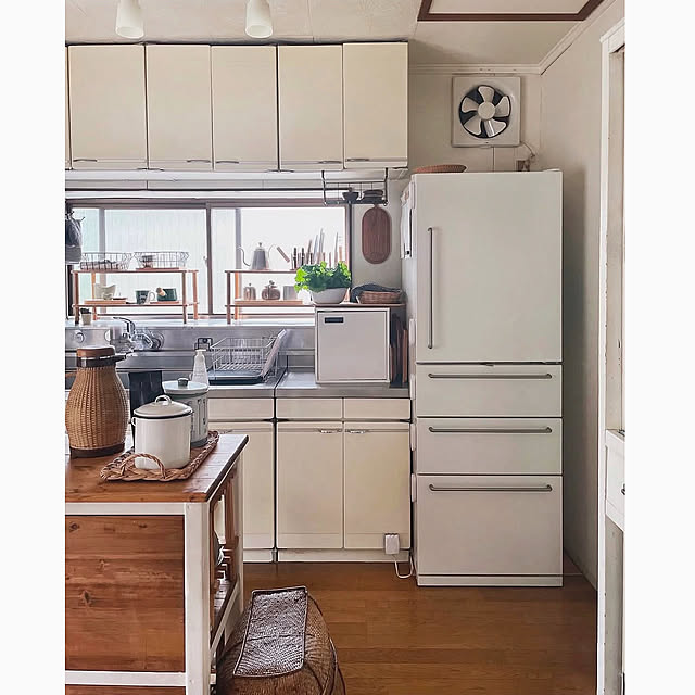 Kitchen,キッチンDIY,無印良品　冷蔵庫,ナチュラル,古民家暮らし,古民家系,古民家キッチン,DIY kie.の部屋