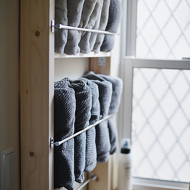 Bathroom,2×4材でDIY,2×4材,タオルバーDIY,タオル 収納,タオル収納棚,タオル収納DIY,タオルかけDIY,タオル棚,タオル収納棚DIY,タオル掛けDIY,タオルバー,タオル掛け,タオルハンガー,タオル収納,DIY,エコカラット,エコカラットの壁 ikuzakの部屋