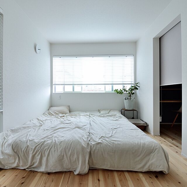Bedroom,すのこベッド,ニトリのすのこ,フランスベッドのマットレス,ニトリの布団カバー home13.emiの部屋