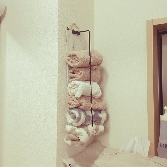 Bathroom,タオル収納,アイアンバー,セリア chapeの部屋