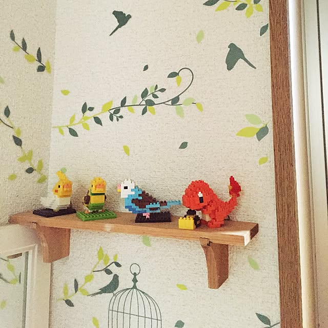 Entrance,インコ,ダイソーウォールステッカー,ナノブロック kaedeの部屋