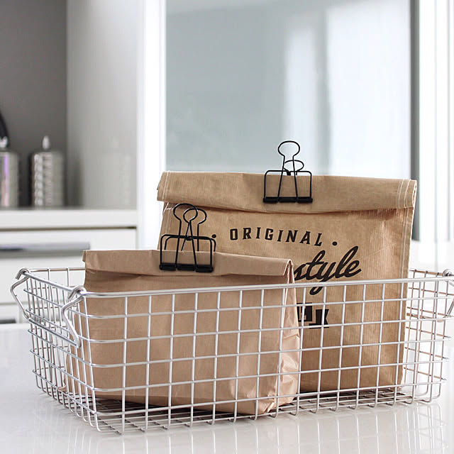 Kitchen,ワイヤーバスケット,ステンレスワイヤーバスケット,無印良品,紙袋収納,クラフトバッグ,100均,食品収納,キッチン収納,キッチンカウンター,ig→sh.atyou,ブログ更新しました♡ sh.atyouの部屋
