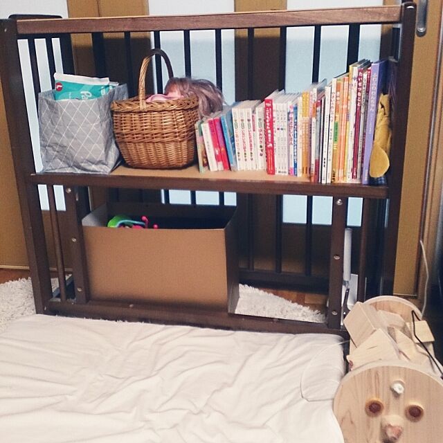 My Shelf,絵本棚,おもちゃ収納,ベビーベッド リメイク,めるちゃん,オムツ入れ,セリア Norikoの部屋