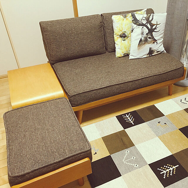 Lounge,コの字型テーブル,ニトリ,ALBERO,unico,ソファーまわり j1r0oの部屋