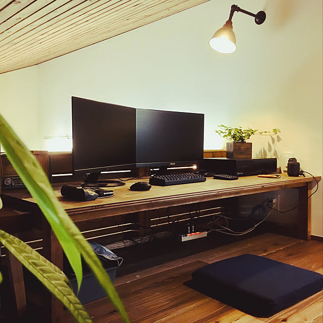 パソコンデスクDIY,デュアルディスプレイ,書斎,My Desk kazukiの部屋