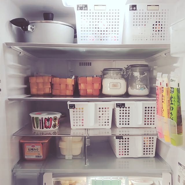 Kitchen,冷蔵庫,スッキリさせたい,こどもと暮らす。,セリア,整理整頓,シンプル azuyuzuの部屋