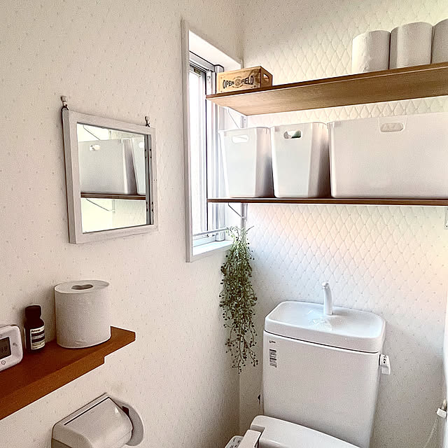 Bathroom,フェイクグリーン,トイレ収納,トイレのインテリア,トイレDIY,無印良品,ダイソー,ナチュラル,IKEA,100均,ニトリ,セリア,salut!,3COINS,ナチュラルインテリア,カインズホーム,壁面収納,aiko,Love Like aiko♡,ペットと暮らす家,ツートンカラー,子供がいる家 mana15の部屋