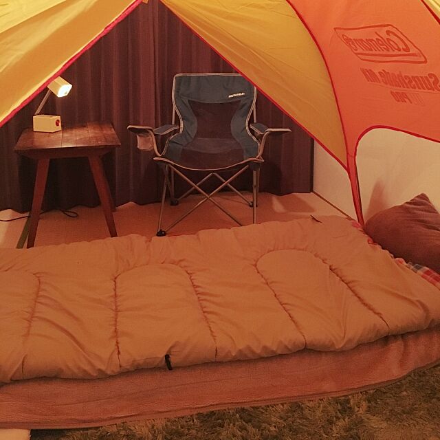 Bedroom,テント,キャンプ,無印良品,寝袋,照明,コールマン,サンシェード Sukoshi_Fushigiの部屋