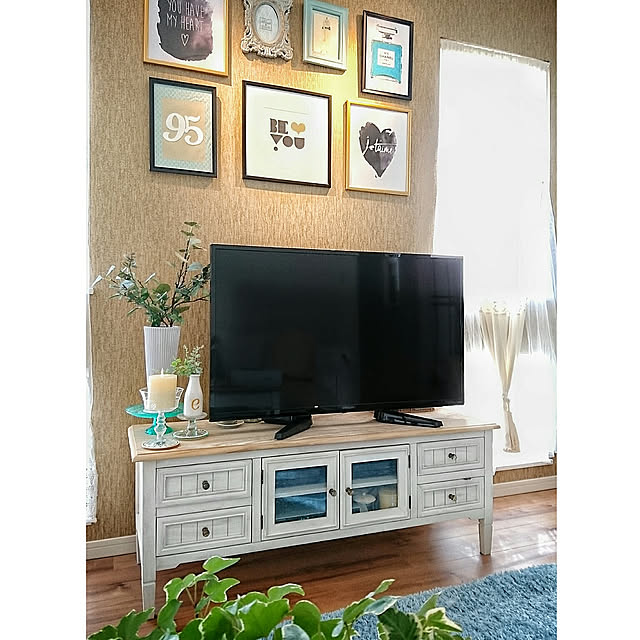 テレビボード,ダイソー,IKEA,ターコイズブルー,ニトリ,フェイクグリーン,salut!,Francfranc,フランフラン,B-COMPANY,ホワイト,ポストカード,Lounge,ラリン mayu-hanの部屋