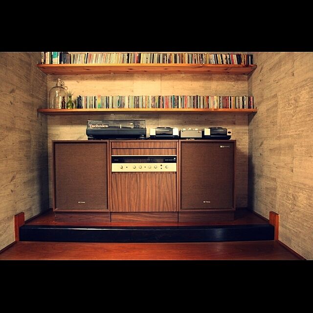 DIY,オーディオ,床の間,コンクリ風壁紙,セルフリフォーム ebimusumeの部屋