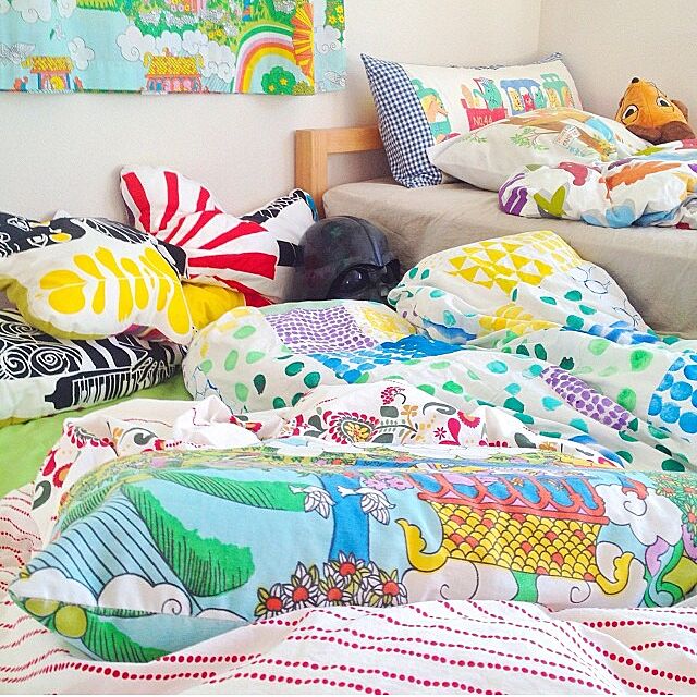 Bedroom,カラフル,ハンドメイド,ビンテージファブリック,カラフル大好き♡,IKEA,マリメッコ nuinuimishinの部屋