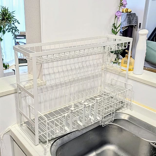 Kitchen,ビフォーアフター,水切りラック,アール　水切りラック,包丁スタンド,ナイフスタンド,ボトルホルダー,2段水切りラック,SAKuRAKu,包丁入れ,水筒ホルダー,いいねありがとうございます。,アール(R),水切りカゴ,シンク横 tomatopapaの部屋