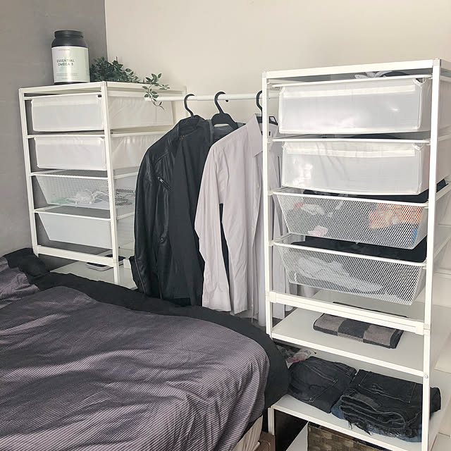 男子部屋,5.5畳,ワードローブ,ヨナクセル,衣類収納,IKEA,Bedroom jasmineの部屋