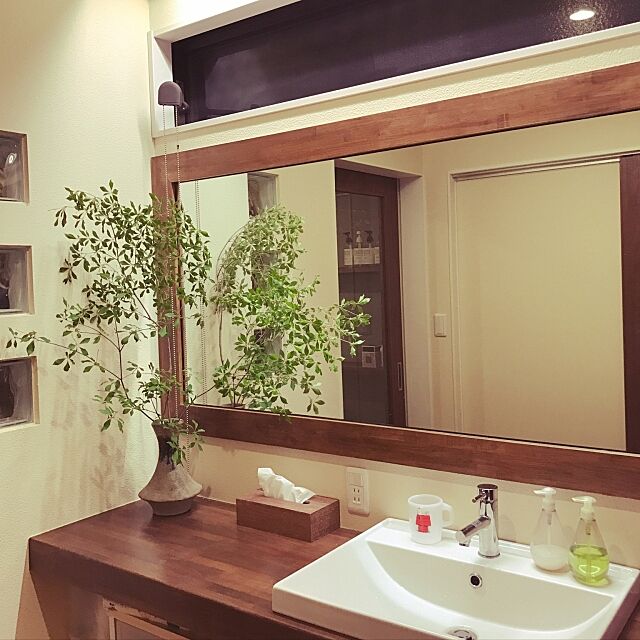 Bathroom,存在感たっぷり❤︎,洗面所の鏡,洗面所,ドウダンツツジ,ドウダンツツジの枝,枝もの,グリーンのある暮らし Tomokoの部屋