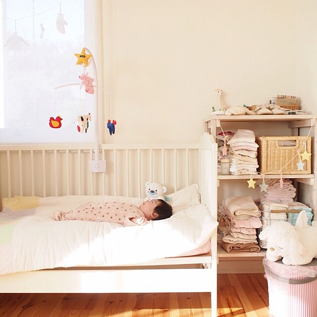 Bedroom,オムニウッティ,トラセリア,赤ちゃんのいる暮らし,ベビーベッド,ナチュラル,IKEA _____mayaの部屋