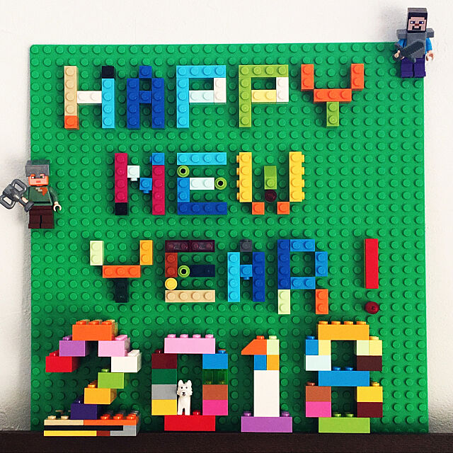 My Shelf,2018,HAPPY NEW YEAR,カラフル,LEGO数字,LEGO文字,アレックス,スティーブ,マイクラ,LEGO,お正月 ishikoroの部屋