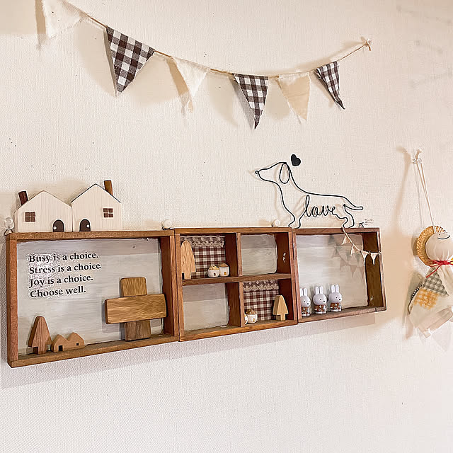 Entrance,木のおうち,Loveワン,ARIさんのワイヤークラフト,ワイヤークラフト,てる坊さん♡,てる坊の明日、天気になぁ～れ,ウッドボックスディスプレイ,ウッドボックス,玄関ディスプレイ,ミッフィー,100均,プチプラで楽しむ,seria,ハンドメイド,honpoさんの作品♡,Coco0617さんから頂いた木製箸置き -Riley-mama.-の部屋