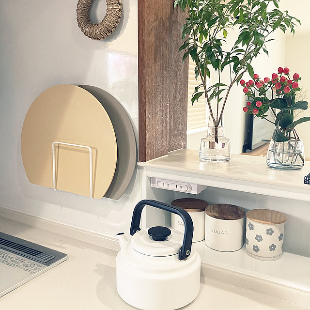 Kitchen,まな板,花,花瓶,シンプル,イベント参加,ナチュラル,楽天で買ったもの,ホワイト Yasunaの部屋