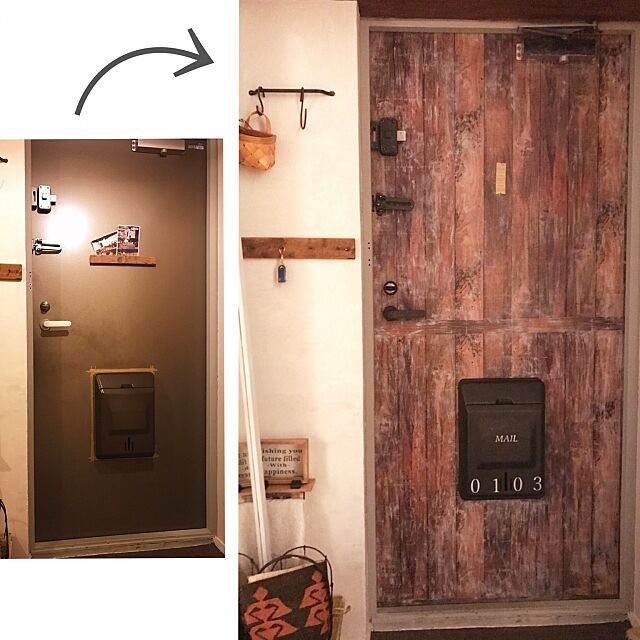 玄関を自分好みに 床 壁 扉のdiyアレンジ Roomclip Mag 暮らしとインテリアのwebマガジン