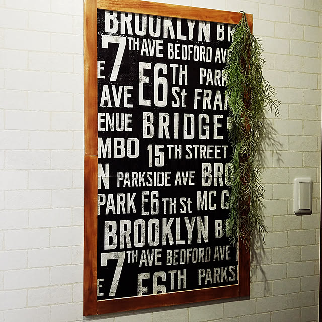 Bathroom,10分でできる,roomclip,Daiso,seria,vintage,favorite,Bus Roll Sign ,bath room,BROOKLYN STYLE,バスロールサイン風,ビンテージ,男前アイテム,男前インテリア,favorite♡,ブルックリンスタイル,インダストリアル es__baabaの部屋