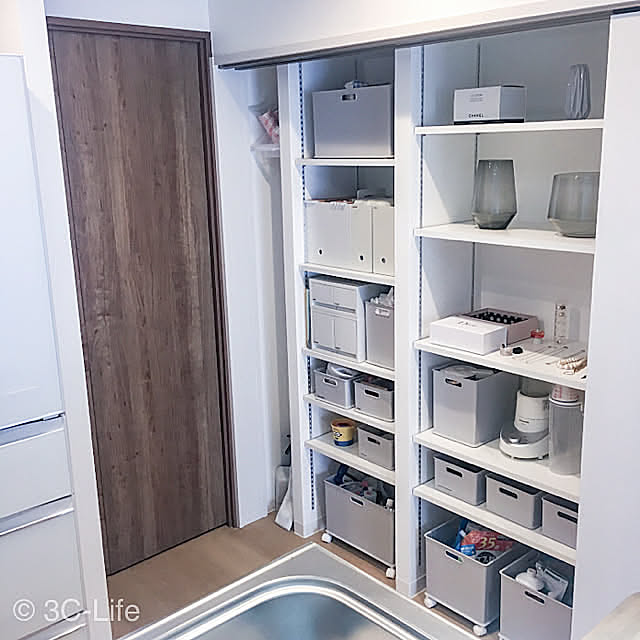 書類収納,食品庫,パントリー,壁面収納,ニトリ,My Shelf 3cpeanutsの部屋