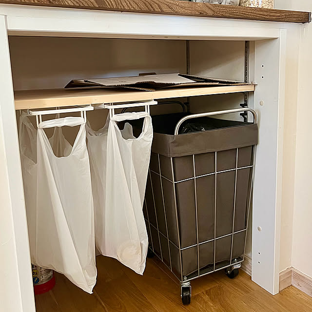 Kitchen,ゴミの分別,分別ゴミ,山崎実業,BRID,タワー tower,RoomClipショッピング,BRIDランドリーバスケット,おうち見直し企画,テーブル下レジ袋ハンガー sachieyの部屋