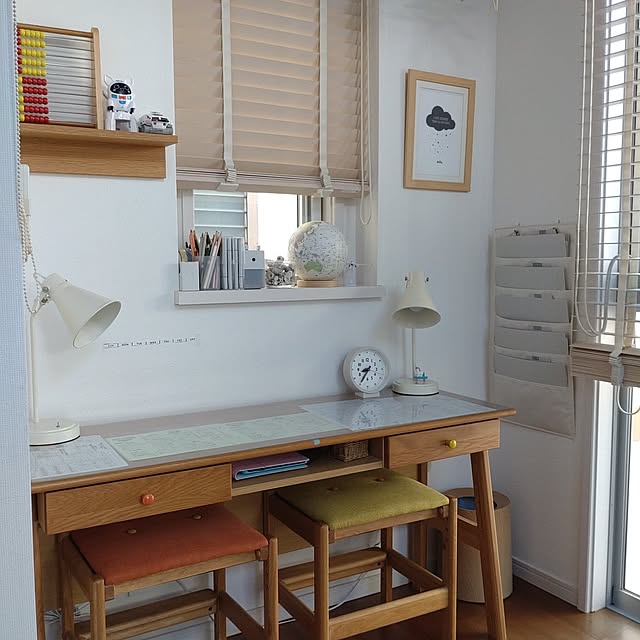 My Desk,新生活,リビング学習,リビング学習スペース,ウォールポケット収納 shiokoの部屋