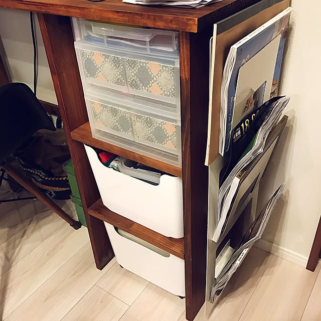 デスクまわり,文房具収納,収納ボックス,マガジンラック,PCデスク,DIY,IKEA,無印良品,My Desk Snug_housE317の部屋