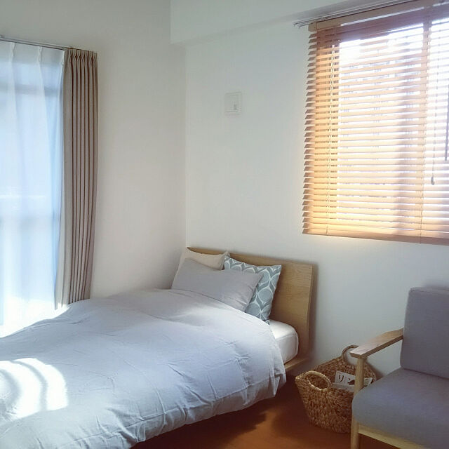 Bedroom,一人暮らし,1K,寝具,無印良品 yukiの部屋