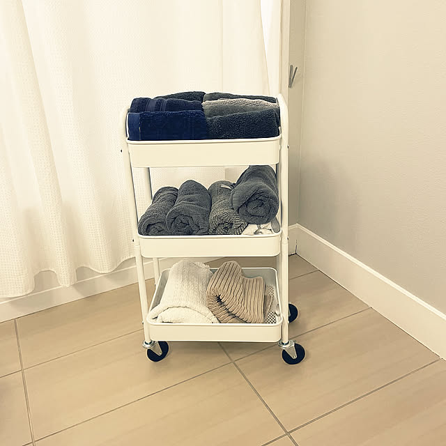 タオル収納,フェイスタオル,ワゴン収納,ワゴンカート,タオル,バスタオル,Bathroom Claraの部屋