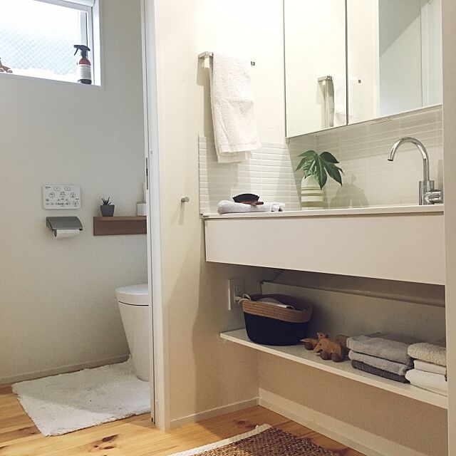 Bathroom,Panasonic,シンプルな暮らし,こどもと暮らす。,無垢材,パイン材の床 yoko1978の部屋