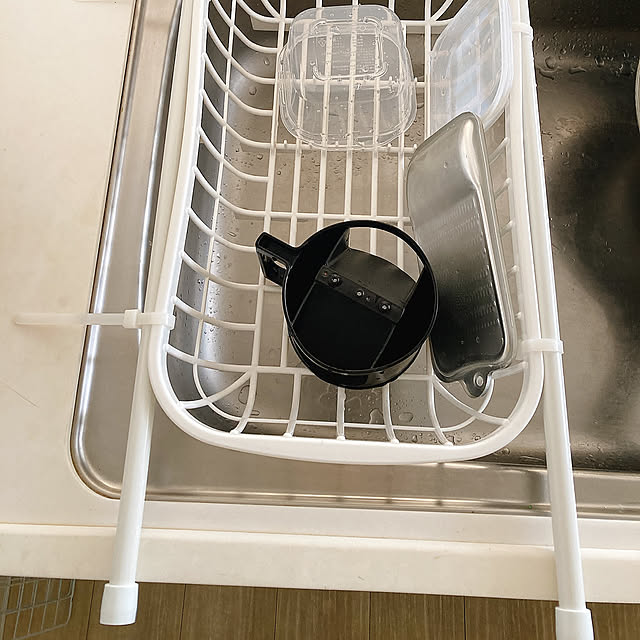 Kitchen,つっぱり棒,水切りカゴ,100均,セリア,ワイヤーネット,結束バンドで固定,結束バンドでとめただけ,結束バンド harasaの部屋