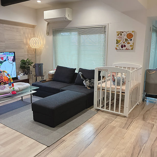 Lounge,ベビーベッド,赤ちゃんと暮らす,赤ちゃんのいる暮らし,加湿器,ソファ,エコカラット,フェイクグリーン,いぬと暮らす,象印 hnk2622の部屋