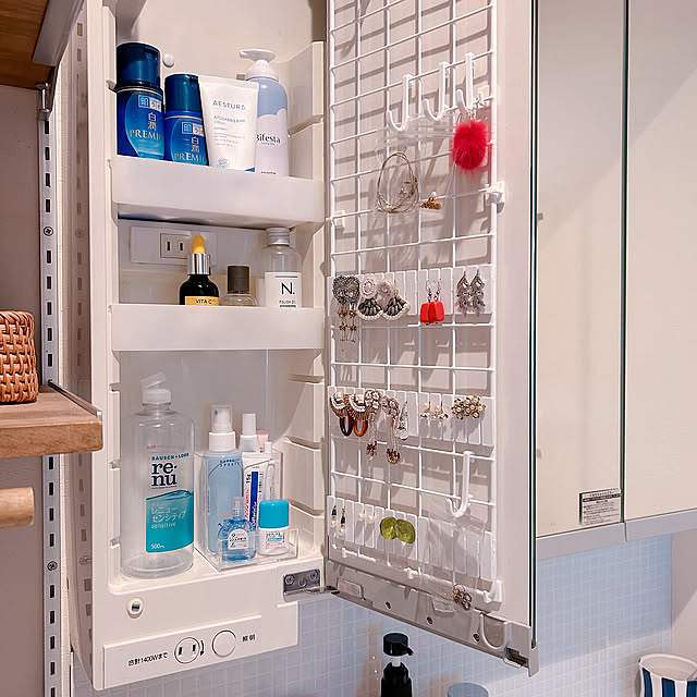 Bathroom,工作,ワイヤーネット,ダイソー,デッドスペース,収納,収納アイデア mako2yaの部屋