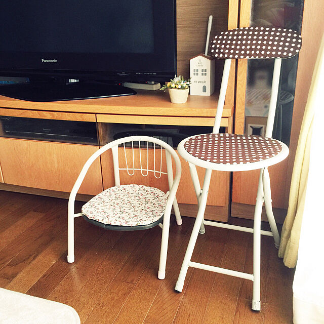 ナチュラルカラー,豆椅子,折りたたみ椅子,リメイク,2019.5.31,椅子,Lounge me_sweetの部屋