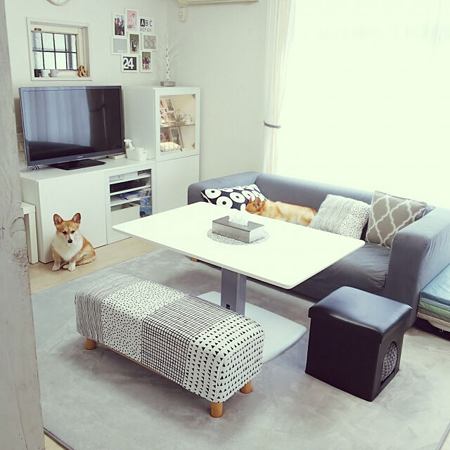 Lounge,テーブル,いぬのいる暮らし,IKEA,珪藻土,リノベーション,昇降式テーブル mugiichiの部屋