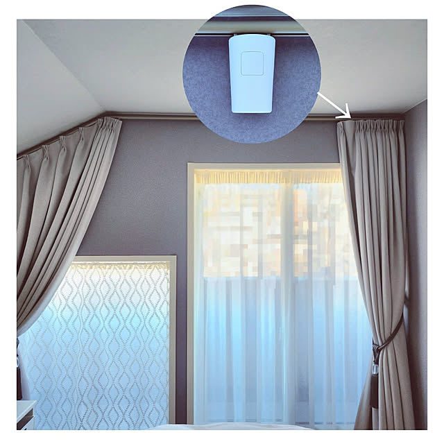 Bedroom,スマート◯◯,カーテン開閉,カーテン自動,タイマー機能,スマート家電,防犯対策,自動化,目覚まし時計,マナトレーディングのカーテン,遮光1級,眠りを整える,目覚めもスッキリ 75の部屋