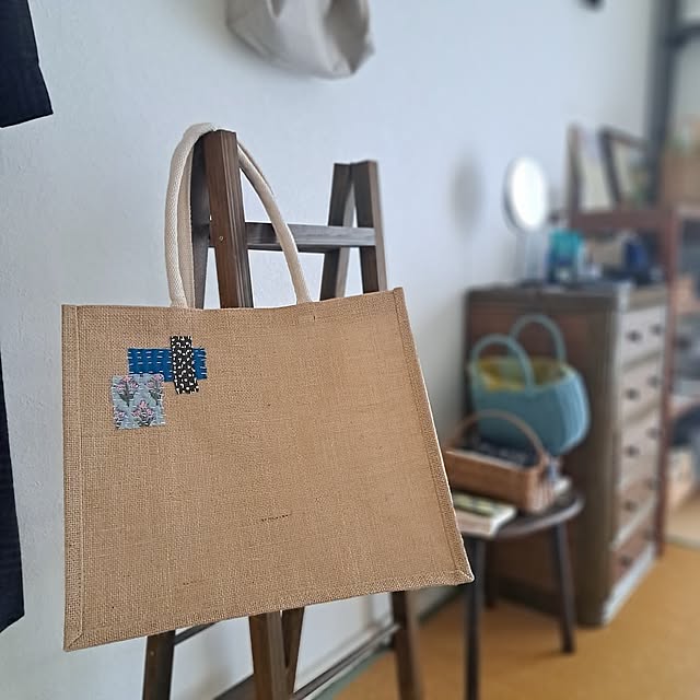 ハンドメイド,モノ作り好き,ハギレ活用,チクチク手縫い,無印良品のジュートバッグ shinoの部屋