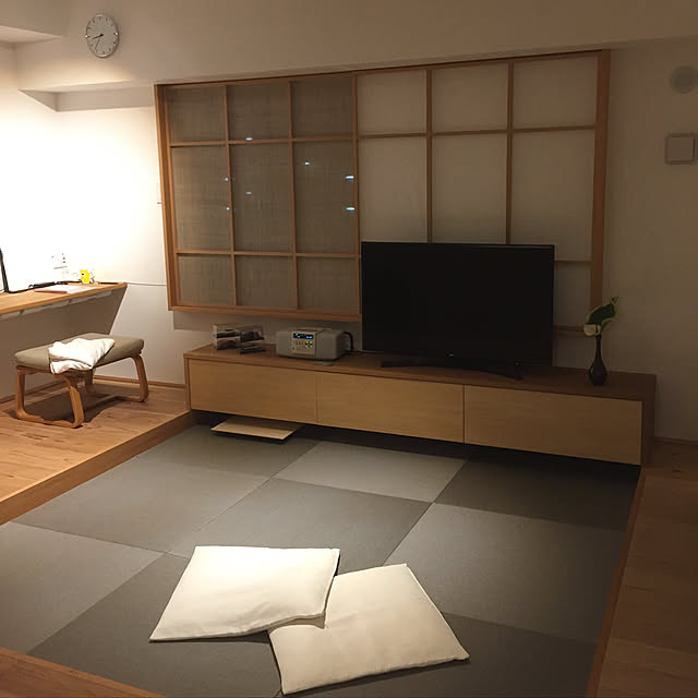 吉村障子,銀鼠色,DAIKENカラー畳,畳の部屋,リノベーション,中古マンション,Lounge,小下がり Hamachiの部屋