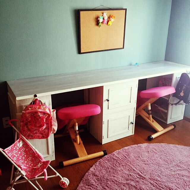 My Desk,手作り,子ども部屋,姿勢が良くなる椅子,100均,カラーボックス,女子部屋,団地DIY Akikoの部屋