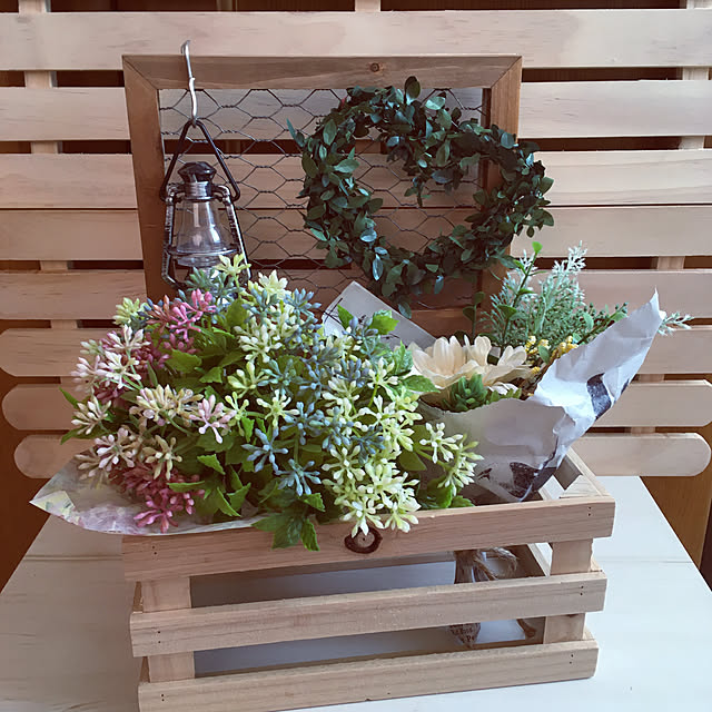 すのこ,ウッドプランター,ウッドボックス,端材,レモン,ワイヤーネットフレーム,10分でできる,セリア,医療従事者に感謝,フェイクフラワー,いつもありがとうございます♪感謝☆,100均,RCカントリー倶楽部☆,コロナが早く終息しますように,Entrance shigetanの部屋