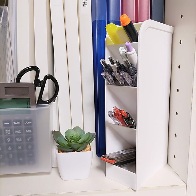 小物収納,マンション暮らし,壁面収納,文具の収納,ペン立て,タワーペンスタンド,セリア,ワイドポケット,書類収納,キュビオス,多肉フェイク,シンデレラフィット,取りやすい収納,3枚投稿,ボールペン収納,無印良品,ポリプロピレンファイルボックス,整理収納,収納用品,On Walls,文房具 love1017の部屋