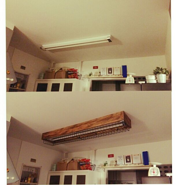 Kitchen,100均,DIY,手作り,蛍光灯カバー okazfireの部屋