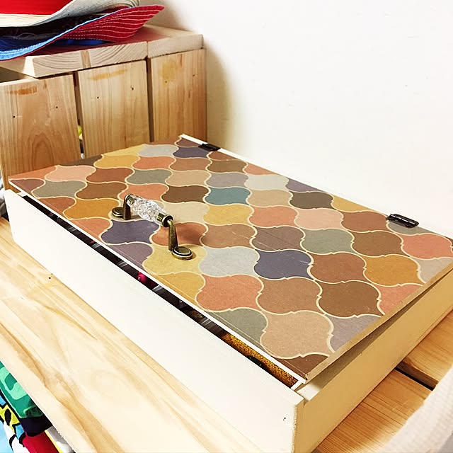 My Shelf,そうめんの箱,日替わり投稿企画!水曜日,DIY,セリア,ハンドメイド,リメイク,マスキングテープ,こどもと暮らす miyaの部屋