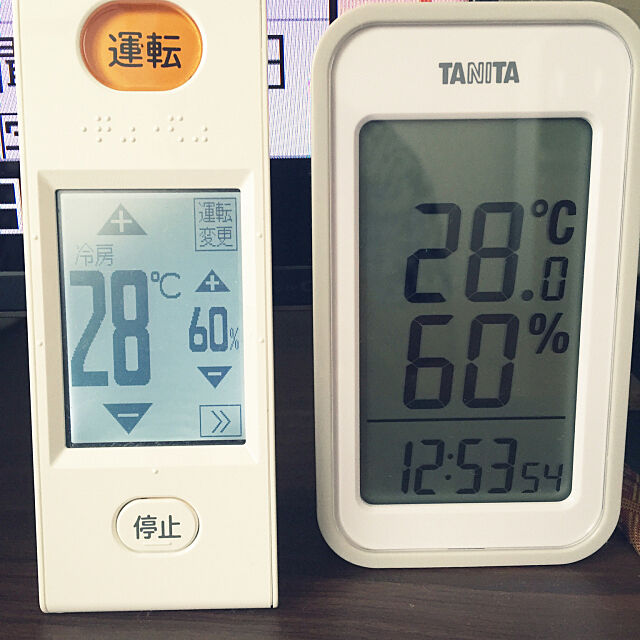 温度湿度計,霧ヶ峰,エアコン,温度計,2階リビング mikasa34の部屋